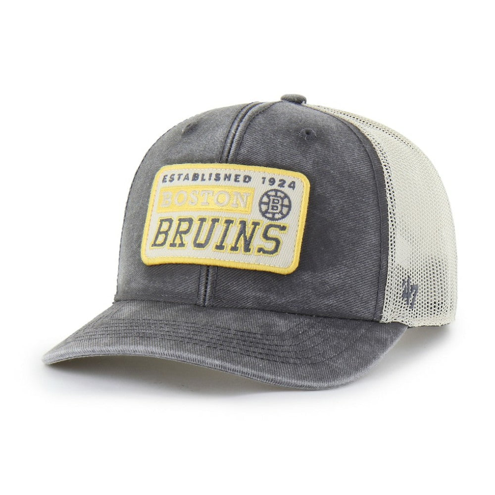 Boston Bruins '47 Canteen Pigment Dyed Patch Trucker Adjustable Hat - Charcoal - NHL 202801575