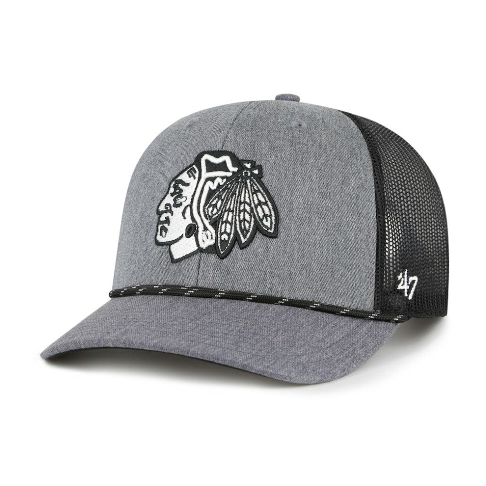 Chicago Blackhawks '47 Carbon Rope Trucker Adjustable Hat - Gray - NHL 202801586