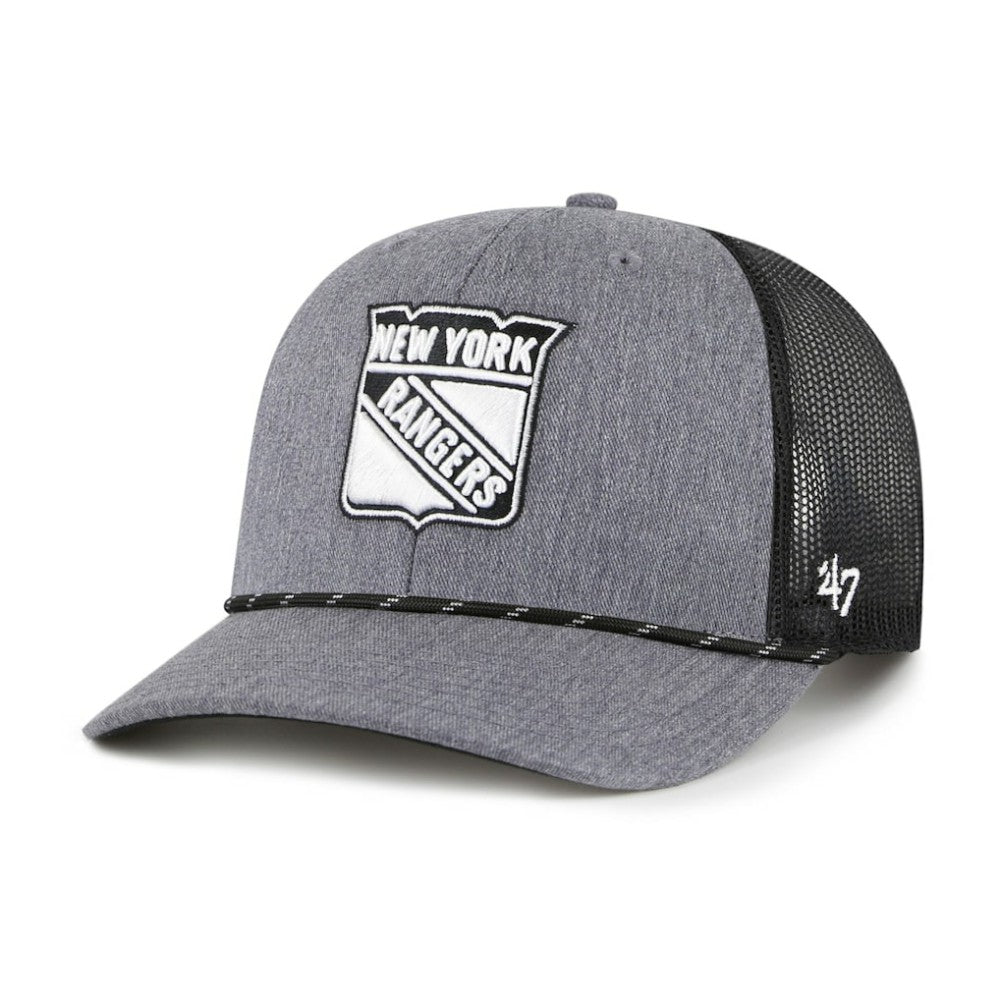New York Rangers '47 Carbon Rope Trucker Adjustable Hat - Gray - NHL 202801601