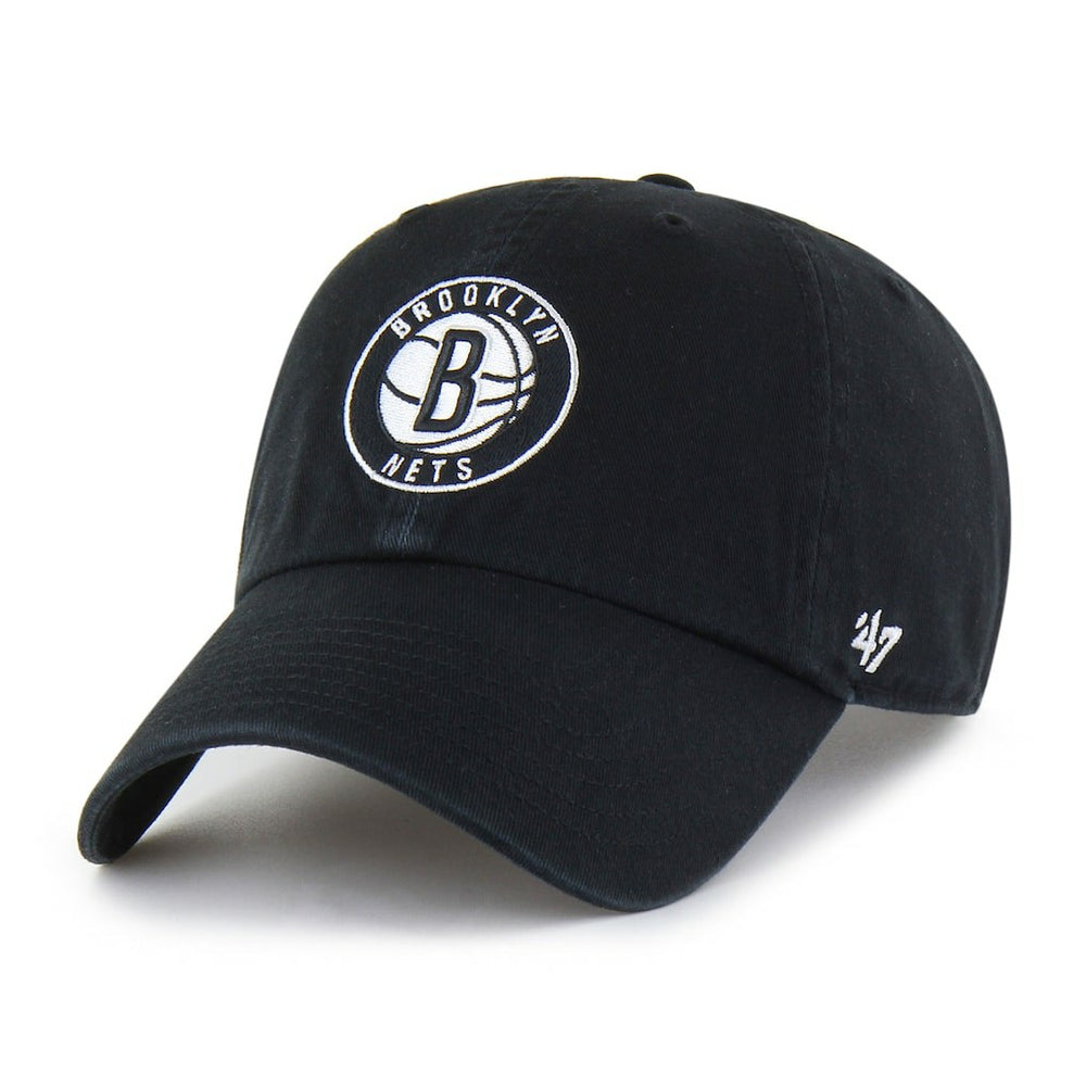 Brooklyn Nets '47 Core Logo Clean Up Adjustable Hat Black | 47 brand US