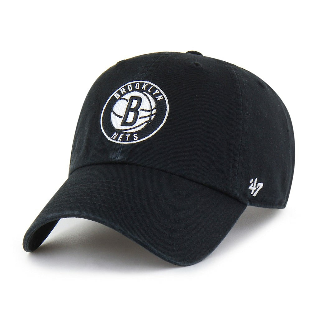 Brooklyn Nets '47 Core Logo Clean Up Adjustable Hat Black | 47 brand US