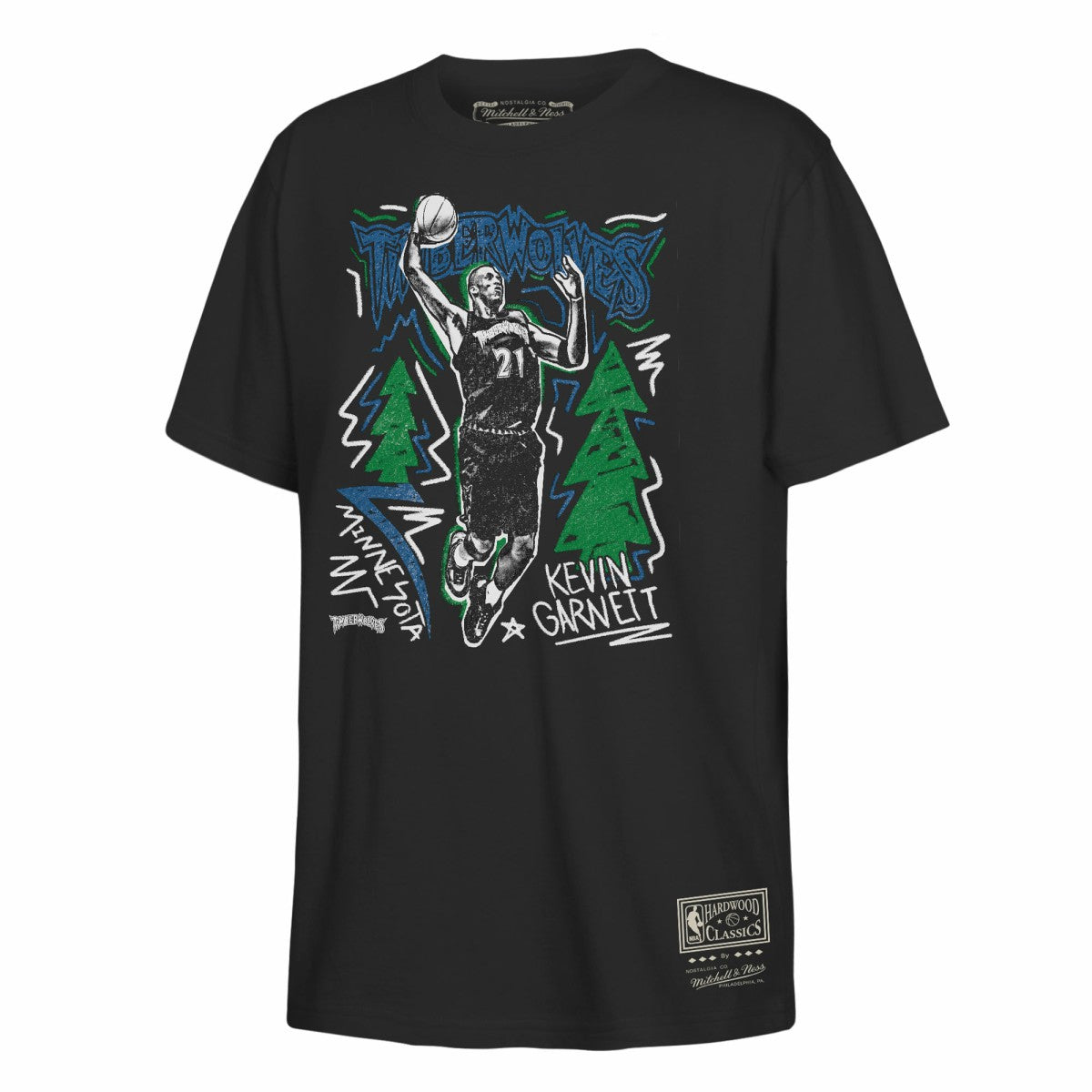 Kevin Garnett Minnesota Timberwolves Youth Chalked Up T-Shirt Black | Mitchell & Ness Lifestyle