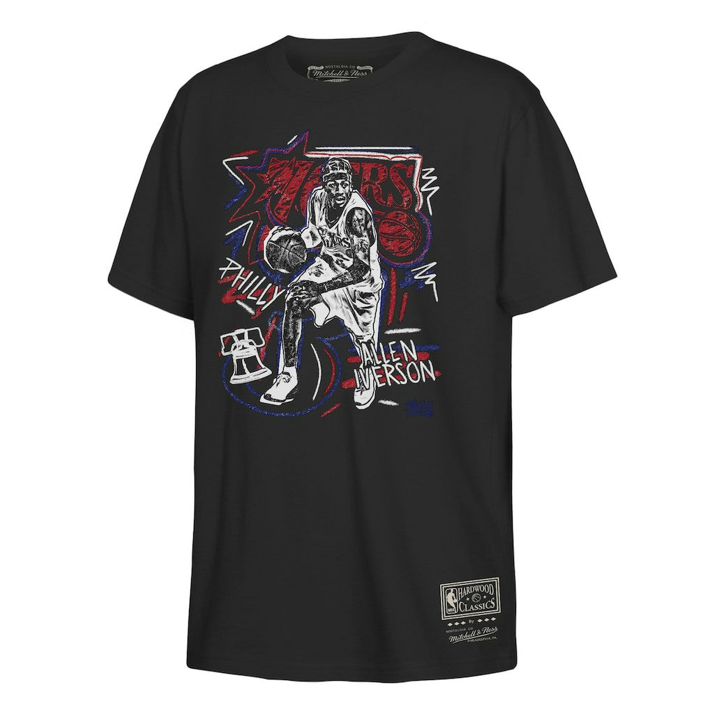 Allen Iverson Philadelphia 76ers Youth Chalked Up T-Shirt Black | Mitchell & Ness Lifestyle