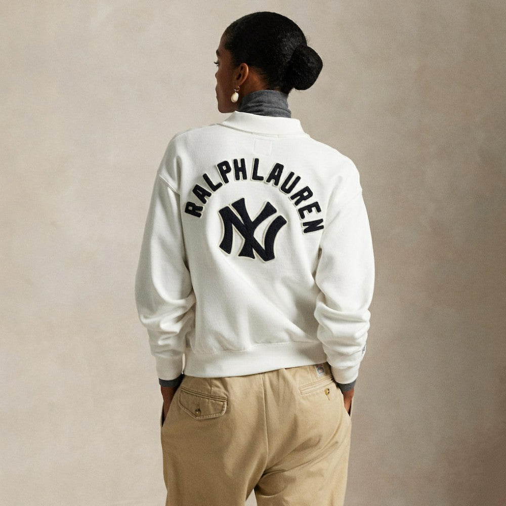 Yankees Polo Ralph Lauren  Fleece Polo - White - MLB Discount