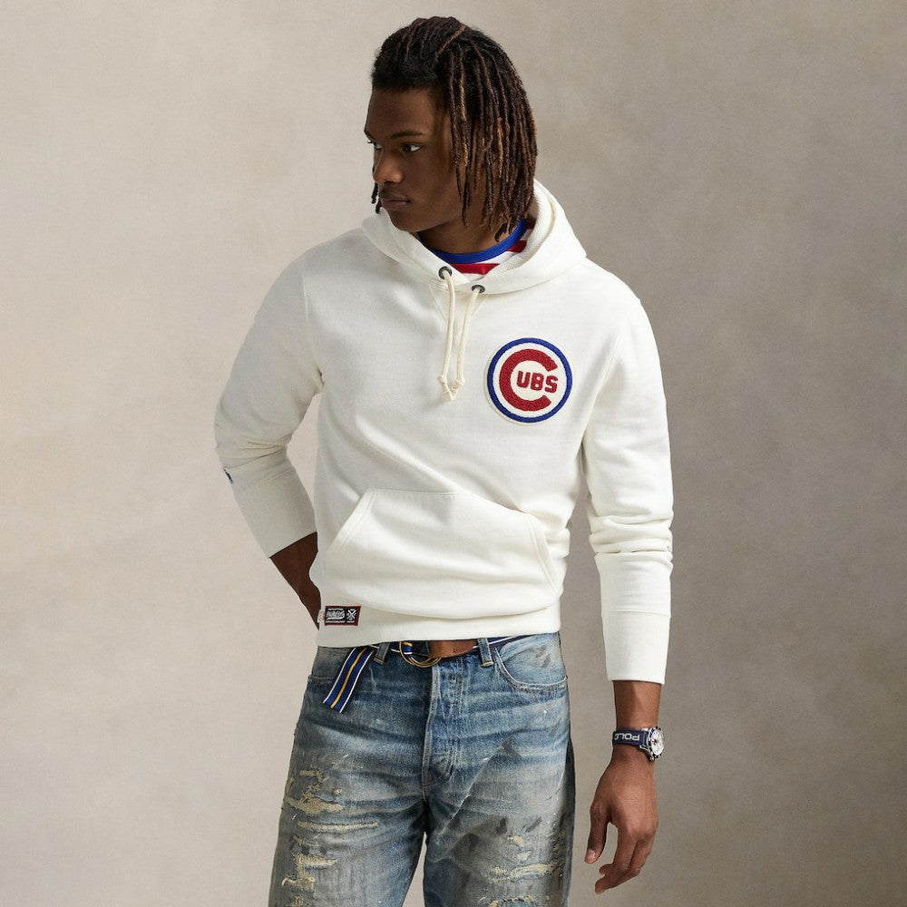 Cubs Polo Ralph Lauren Fleece Hoodie - White - MLB Lifestyle