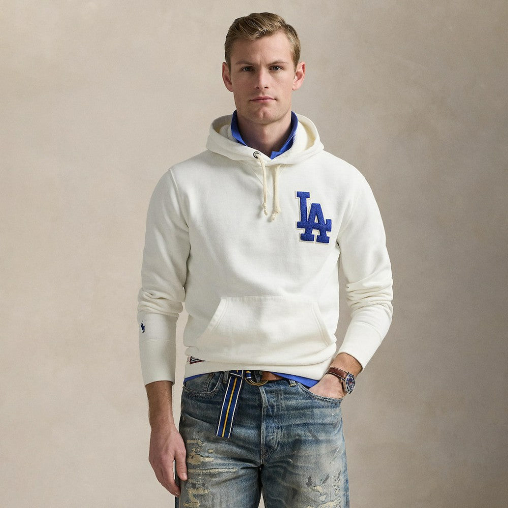Dodgers Polo Ralph Lauren Fleece Hoodie - White - MLB Sale