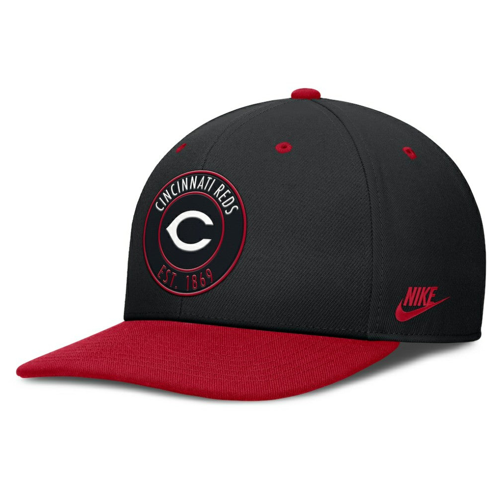Cincinnati Reds Nike Cooperstown Collection Pro Dri-FIT Snapback Hat - Black/Red - Nike Sale