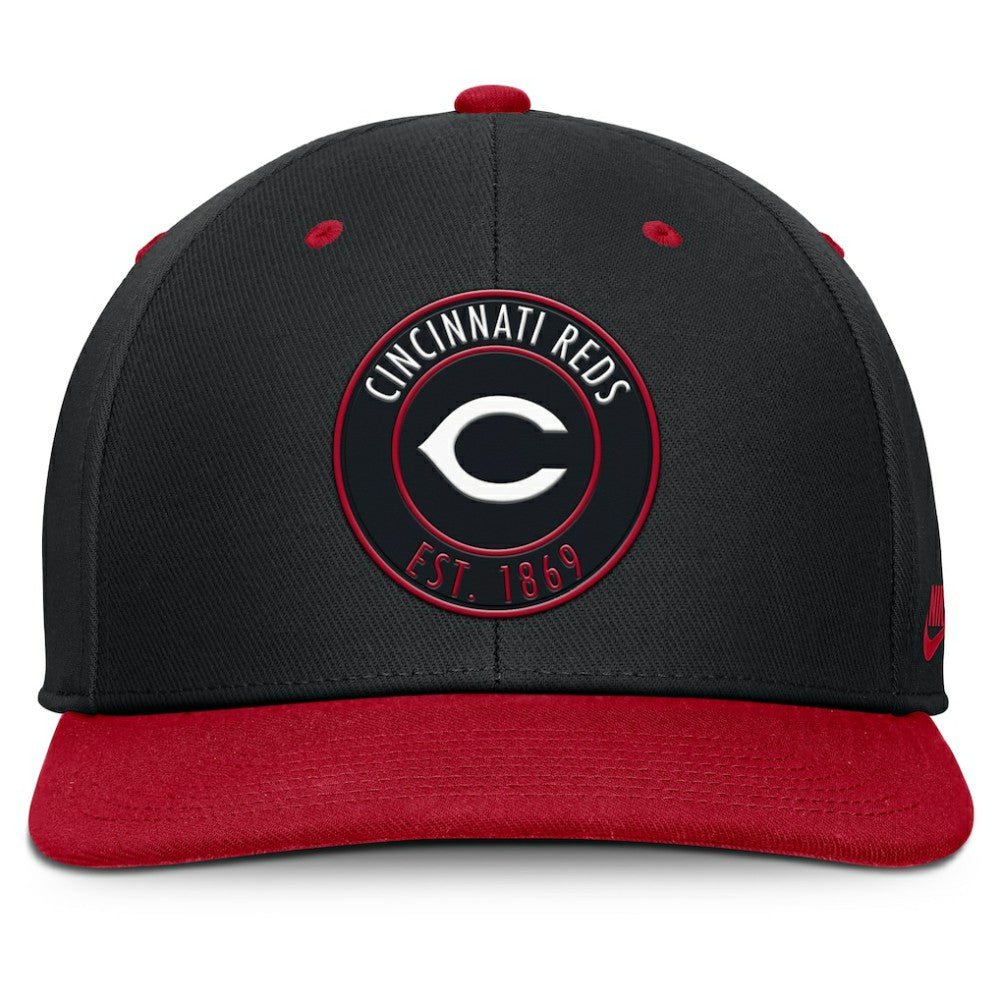 Cincinnati Reds Nike Cooperstown Collection Pro Dri-FIT Snapback Hat - Black/Red - Nike Sale