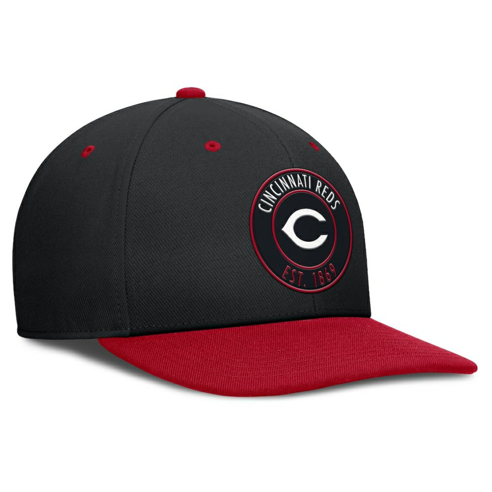 Cincinnati Reds Nike Cooperstown Collection Pro Dri-FIT Snapback Hat - Black/Red - Nike Sale