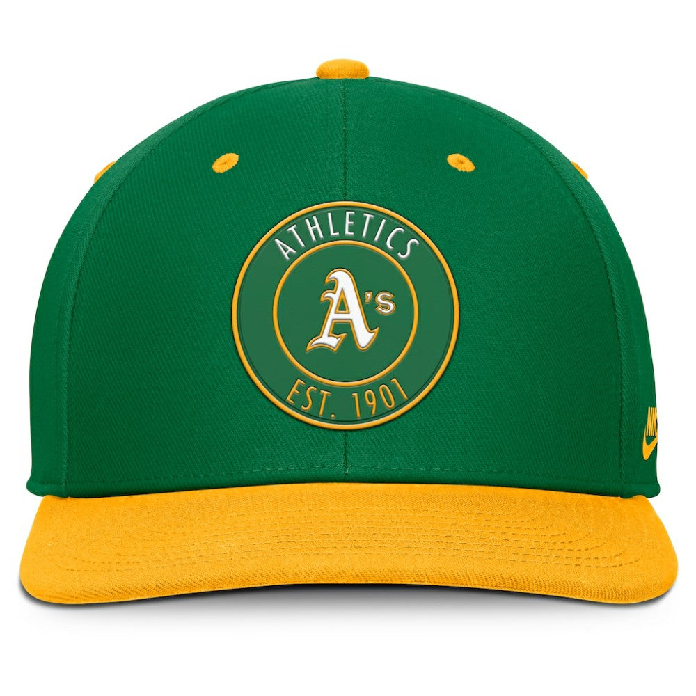 Athletics Nike Cooperstown Collection Pro Dri-FIT Snapback Hat - Green/Gold - Nike Sale