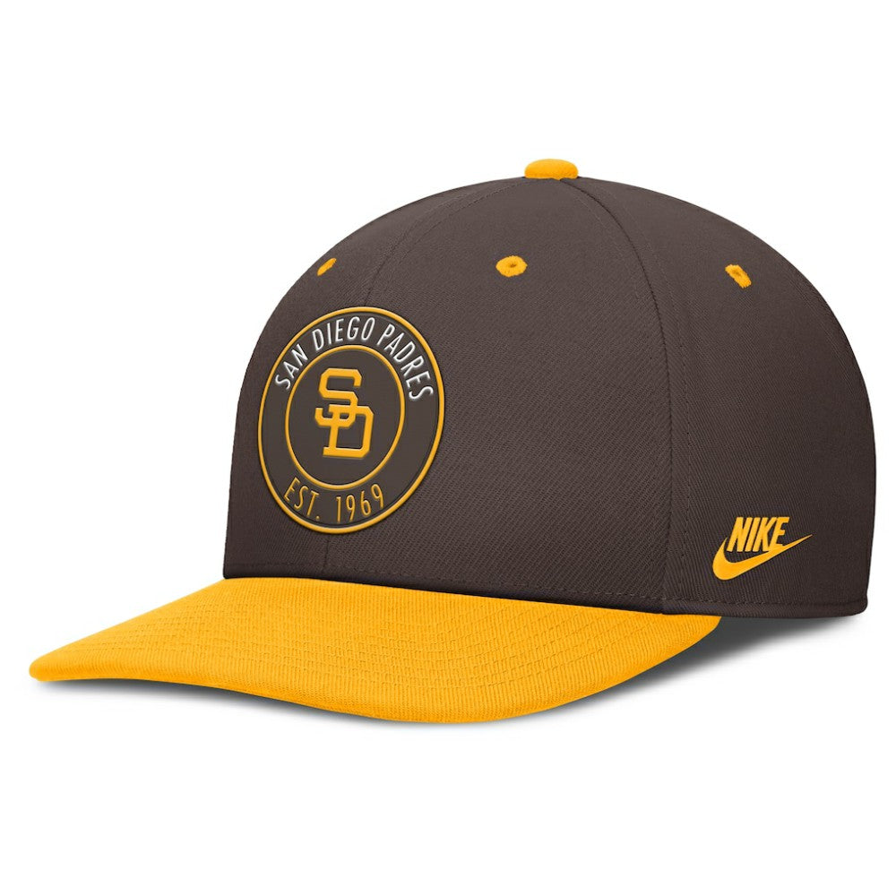 San Diego Padres Nike Cooperstown Collection Pro Dri-FIT Snapback Hat - Brown/Gold - Nike on Sale