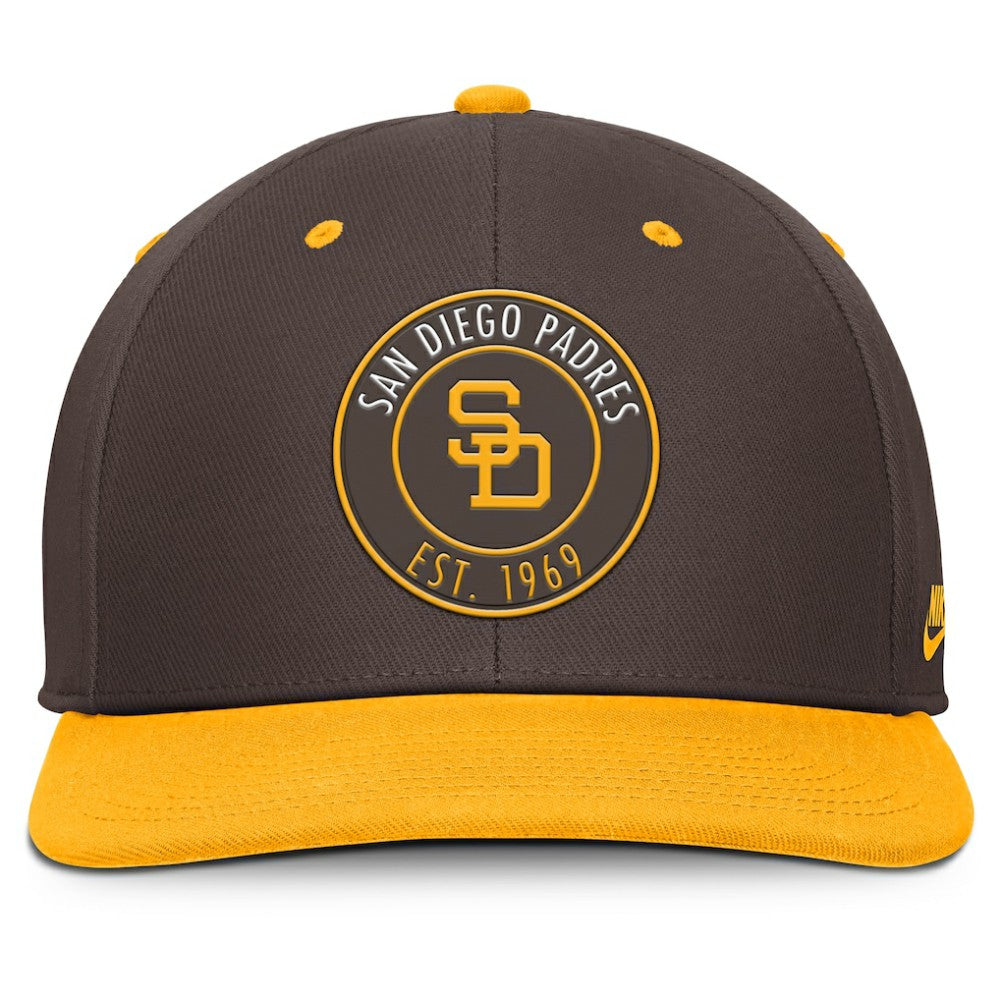 San Diego Padres Nike Cooperstown Collection Pro Dri-FIT Snapback Hat - Brown/Gold - Nike on Sale