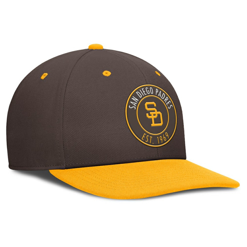 San Diego Padres Nike Cooperstown Collection Pro Dri-FIT Snapback Hat - Brown/Gold - Nike on Sale