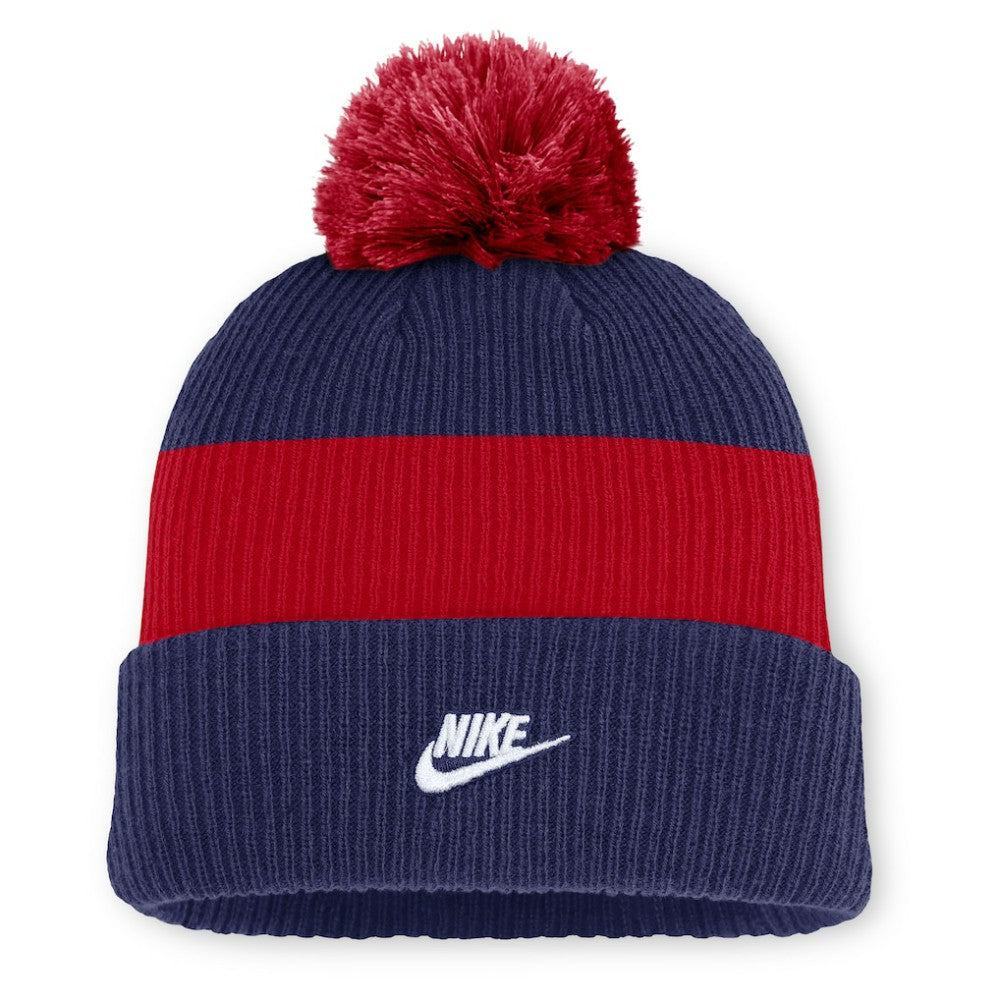 Atlanta Braves Nike Cooperstown Collection Peak Standard Cuffed Knit Hat with Pom - Blue/Red - Nike Lifestyle