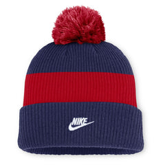 Atlanta Braves Nike Cooperstown Collection Peak Standard Cuffed Knit Hat with Pom - Blue/Red - Nike Lifestyle