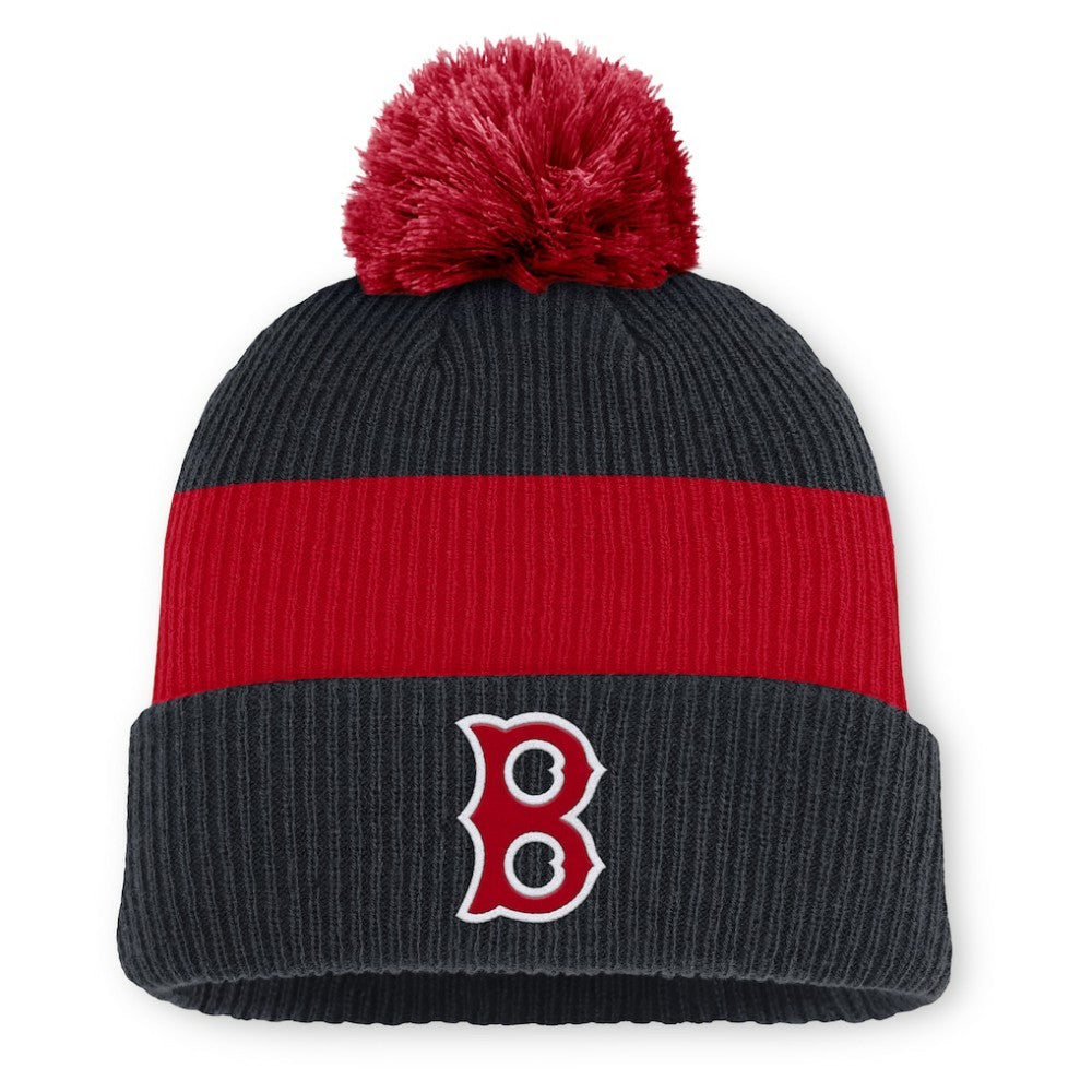 Boston Red Sox Nike Cooperstown Collection Peak Standard Cuffed Knit Hat with Pom - Navy/Red - Nike Discount