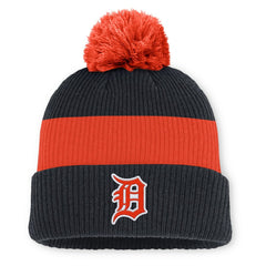 Detroit Tigers Nike Cooperstown Collection Peak Standard Cuffed Knit Hat with Pom - Navy/Orange - Nike Online