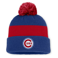 Chicago Cubs Nike Cooperstown Collection Peak Standard Cuffed Knit Hat with Pom - Royal/Red - Nike Online