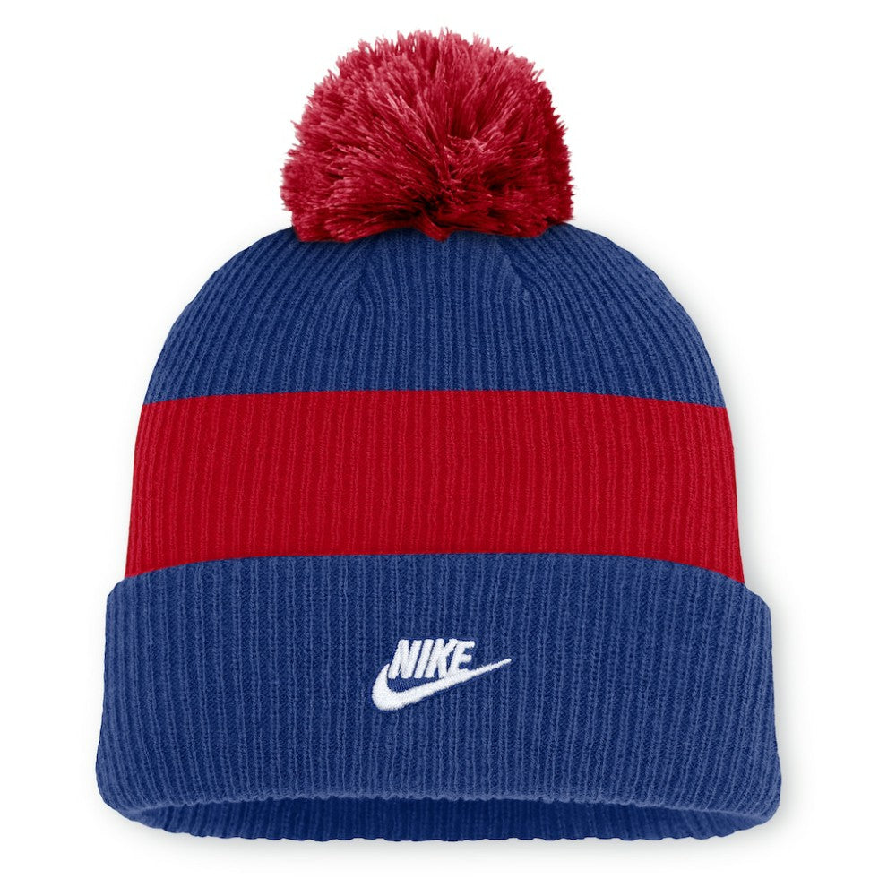 Chicago Cubs Nike Cooperstown Collection Peak Standard Cuffed Knit Hat with Pom - Royal/Red - Nike Online