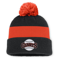 San Francisco Giants Nike Cooperstown Collection Peak Standard Cuffed Knit Hat with Pom - Black/Orange - Nike Online