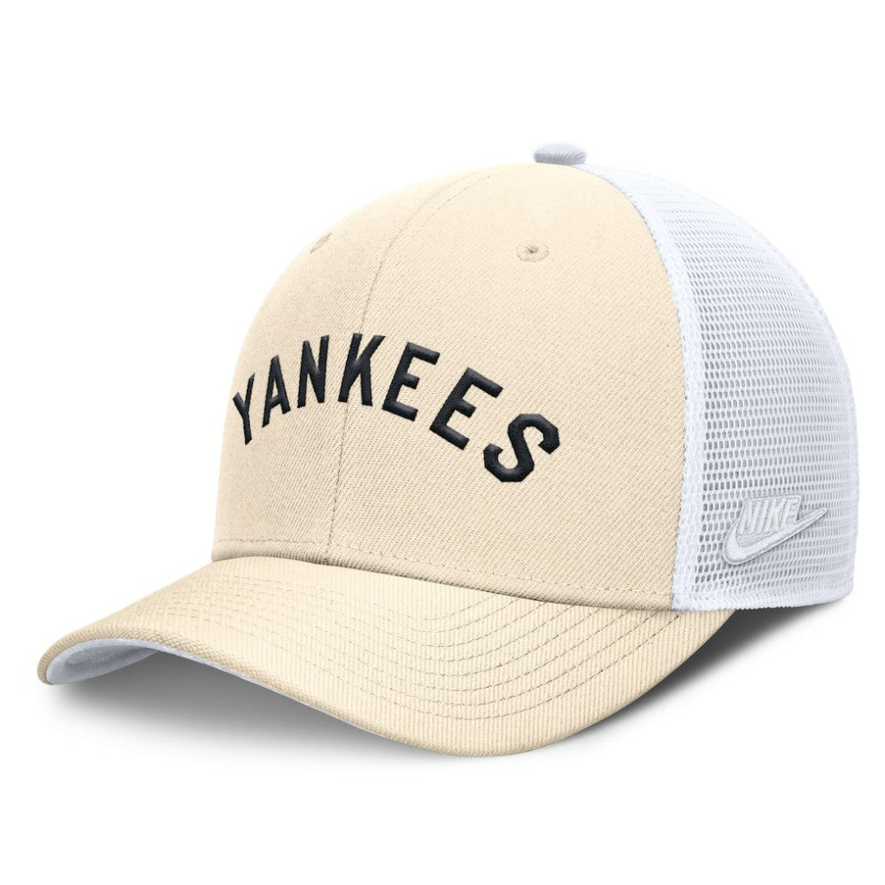 New York Yankees Nike Cooperstown Collection Dri-FIT Rise Trucker Adjustable Hat - Natural - Nike Lifestyle