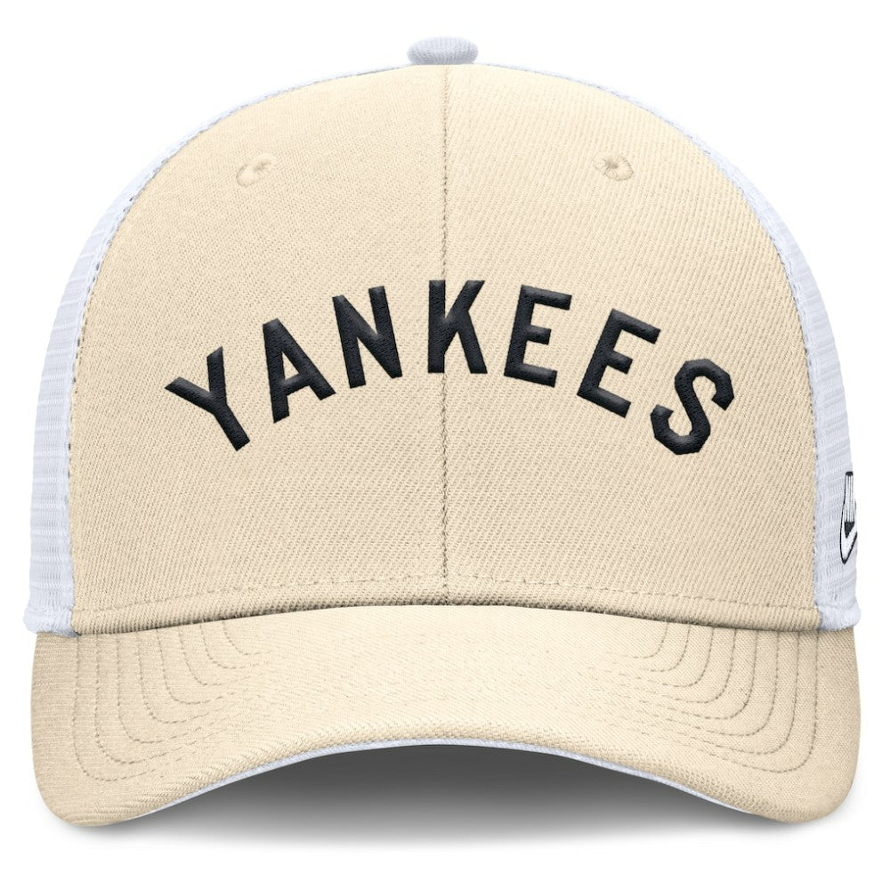 New York Yankees Nike Cooperstown Collection Dri-FIT Rise Trucker Adjustable Hat - Natural - Nike Lifestyle
