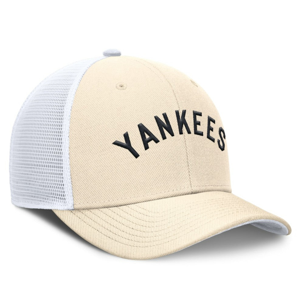 New York Yankees Nike Cooperstown Collection Dri-FIT Rise Trucker Adjustable Hat - Natural - Nike Lifestyle