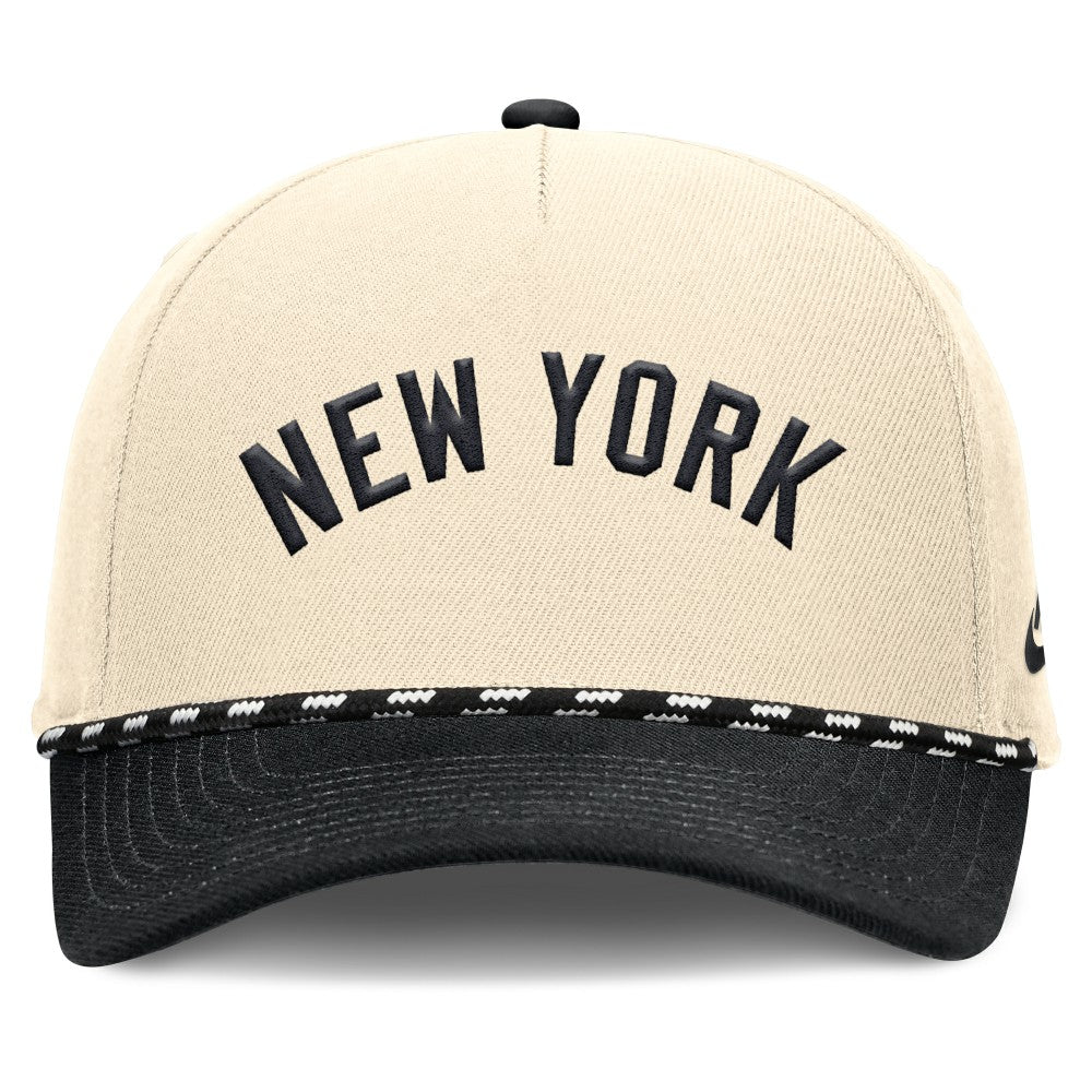 New York Yankees Nike Cooperstown Collection Rise Adjustable Hat - Natural/Black - Nike on Sale
