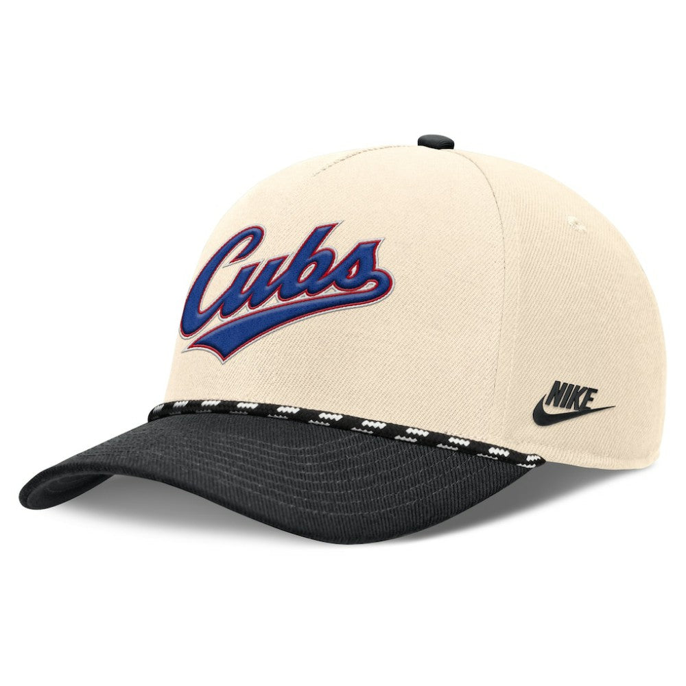 Chicago Cubs Nike Cooperstown Collection Rise Adjustable Hat - Natural/Black - Nike on Sale