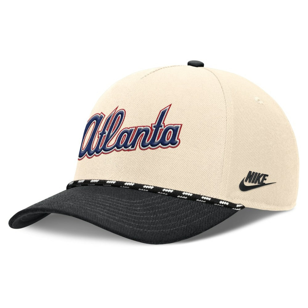 Atlanta Braves Nike Cooperstown Collection Rise Adjustable Hat - Natural/Black - Nike on Sale