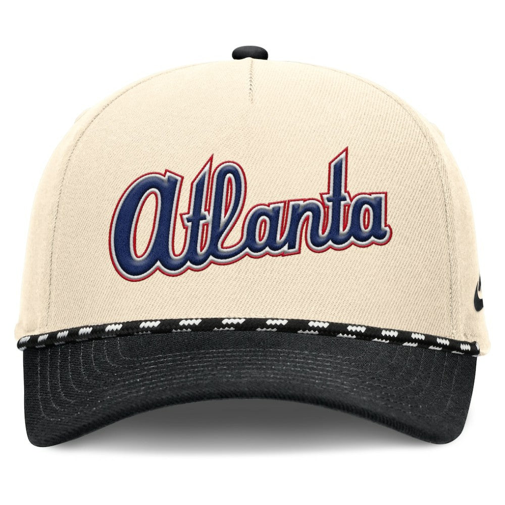 Atlanta Braves Nike Cooperstown Collection Rise Adjustable Hat - Natural/Black - Nike on Sale