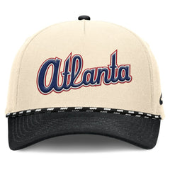 Atlanta Braves Nike Cooperstown Collection Rise Adjustable Hat - Natural/Black - Nike on Sale