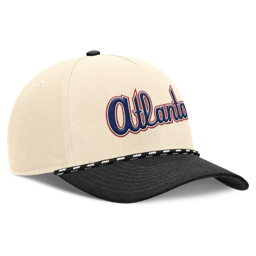 Atlanta Braves Nike Cooperstown Collection Rise Adjustable Hat - Natural/Black - Nike on Sale