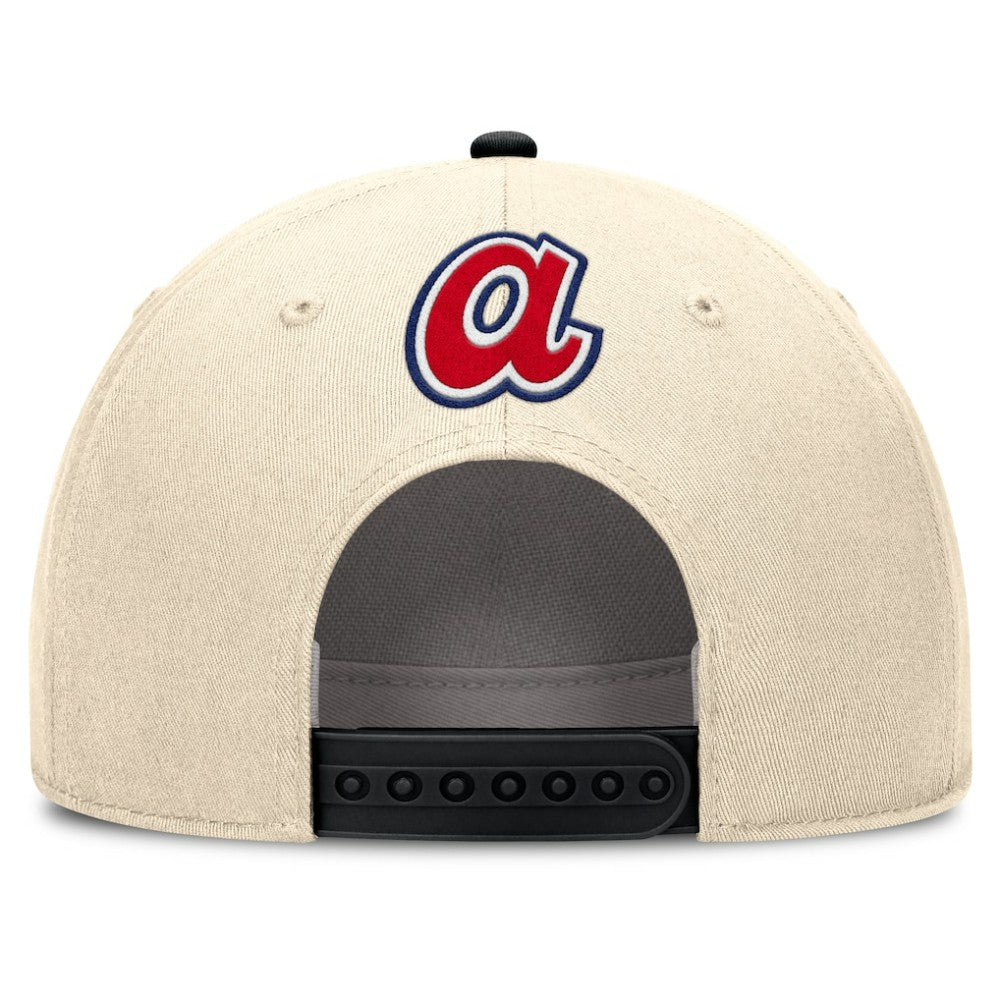 Atlanta Braves Nike Cooperstown Collection Rise Adjustable Hat - Natural/Black - Nike on Sale