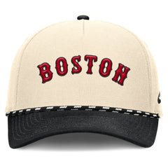 Boston Red Sox Nike Cooperstown Collection Rise Adjustable Hat - Natural/Black - Nike Discount
