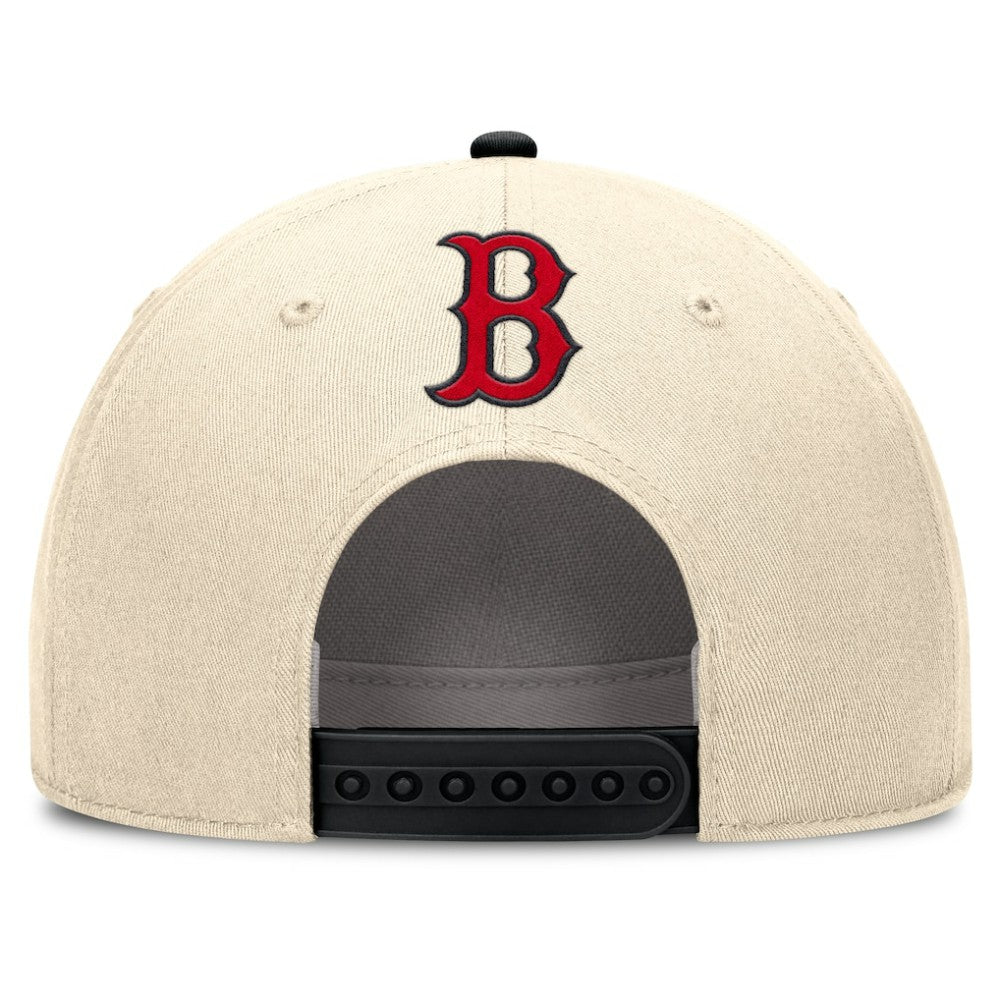 Boston Red Sox Nike Cooperstown Collection Rise Adjustable Hat - Natural/Black - Nike Discount
