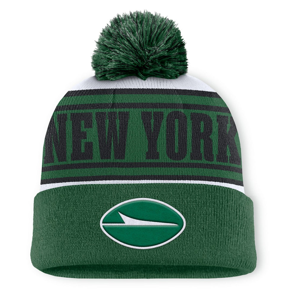 Fanatics New York Jets Center Cuffed Knit Hat with Pom Green