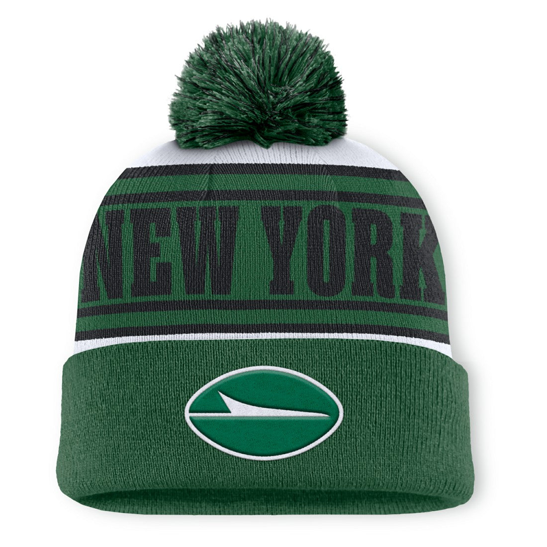 Fanatics New York Jets Center Cuffed Knit Hat with Pom Green
