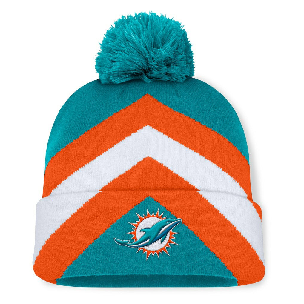 Fanatics Miami Dolphins Women's Cornerback Cuffed Knit Hat with Pom Aqua