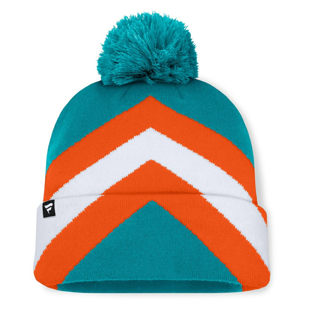 Fanatics Miami Dolphins Women's Cornerback Cuffed Knit Hat with Pom Aqua