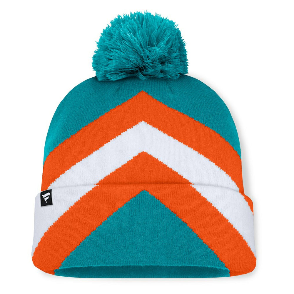 Fanatics Miami Dolphins Women's Cornerback Cuffed Knit Hat with Pom Aqua