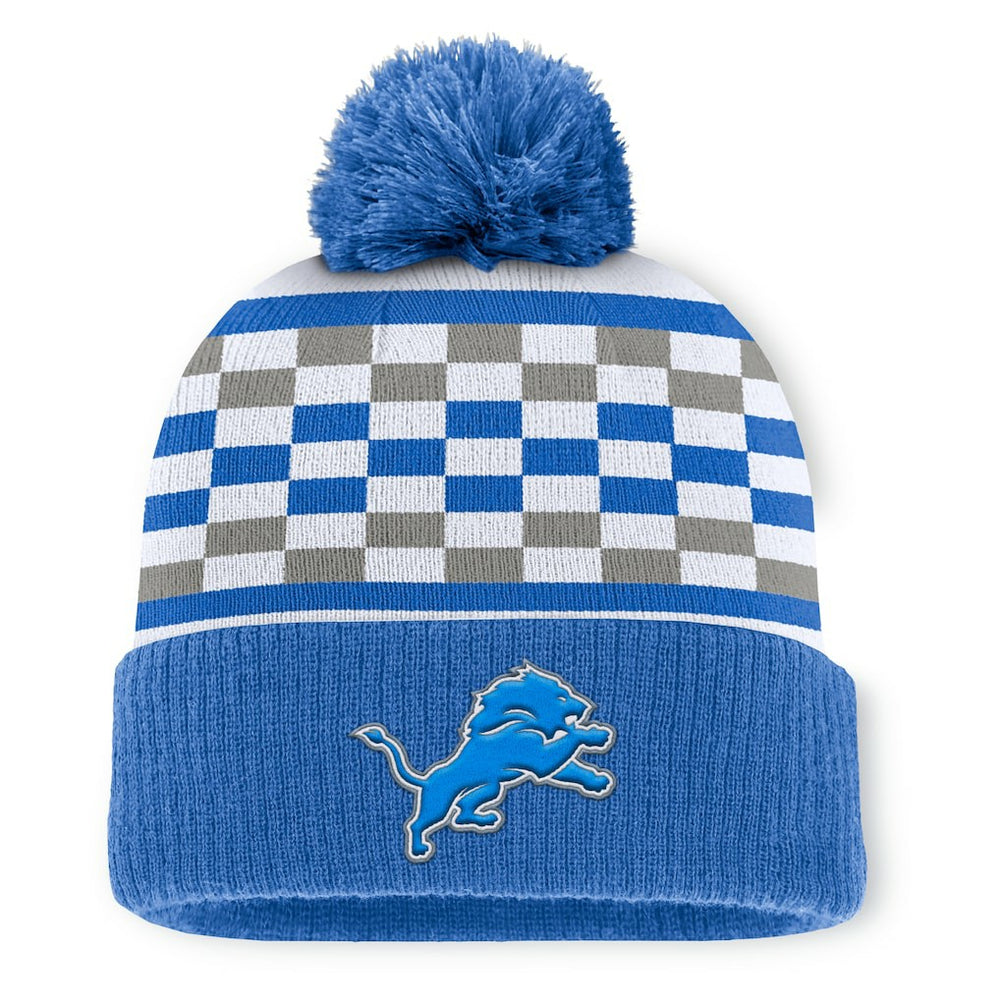 Fanatics Detroit Lions Women's End Zone Cuffed Knit Hat with Pom Blue