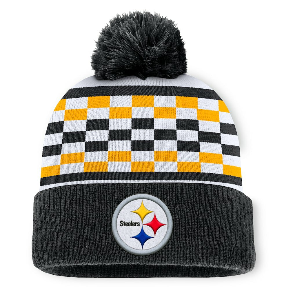 Fanatics Pittsburgh Steelers Women's End Zone Cuffed Knit Hat with Pom Black