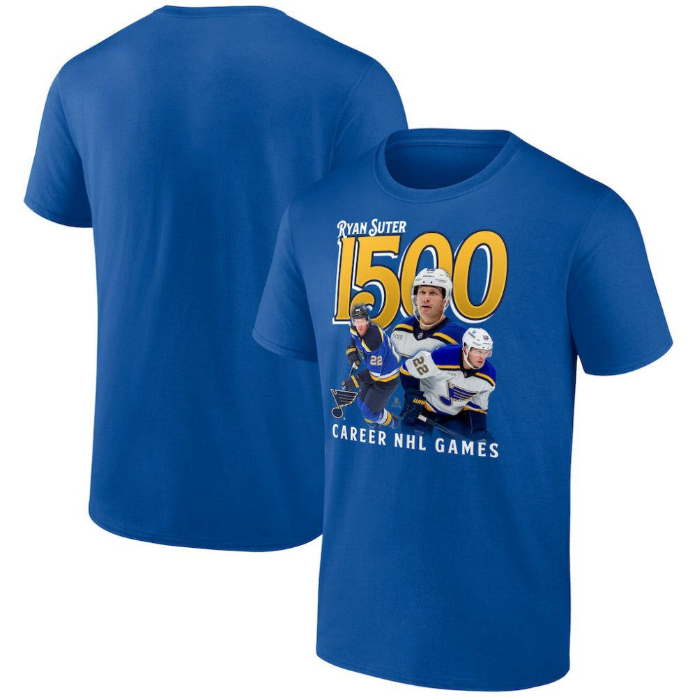 Ryan Suter St. Louis Blues 1500 Career NHL Games T-Shirt - Royal - NHL 202811903
