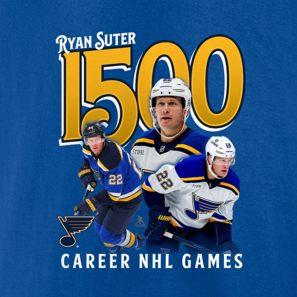 Ryan Suter St. Louis Blues 1500 Career NHL Games T-Shirt - Royal - NHL 202811903