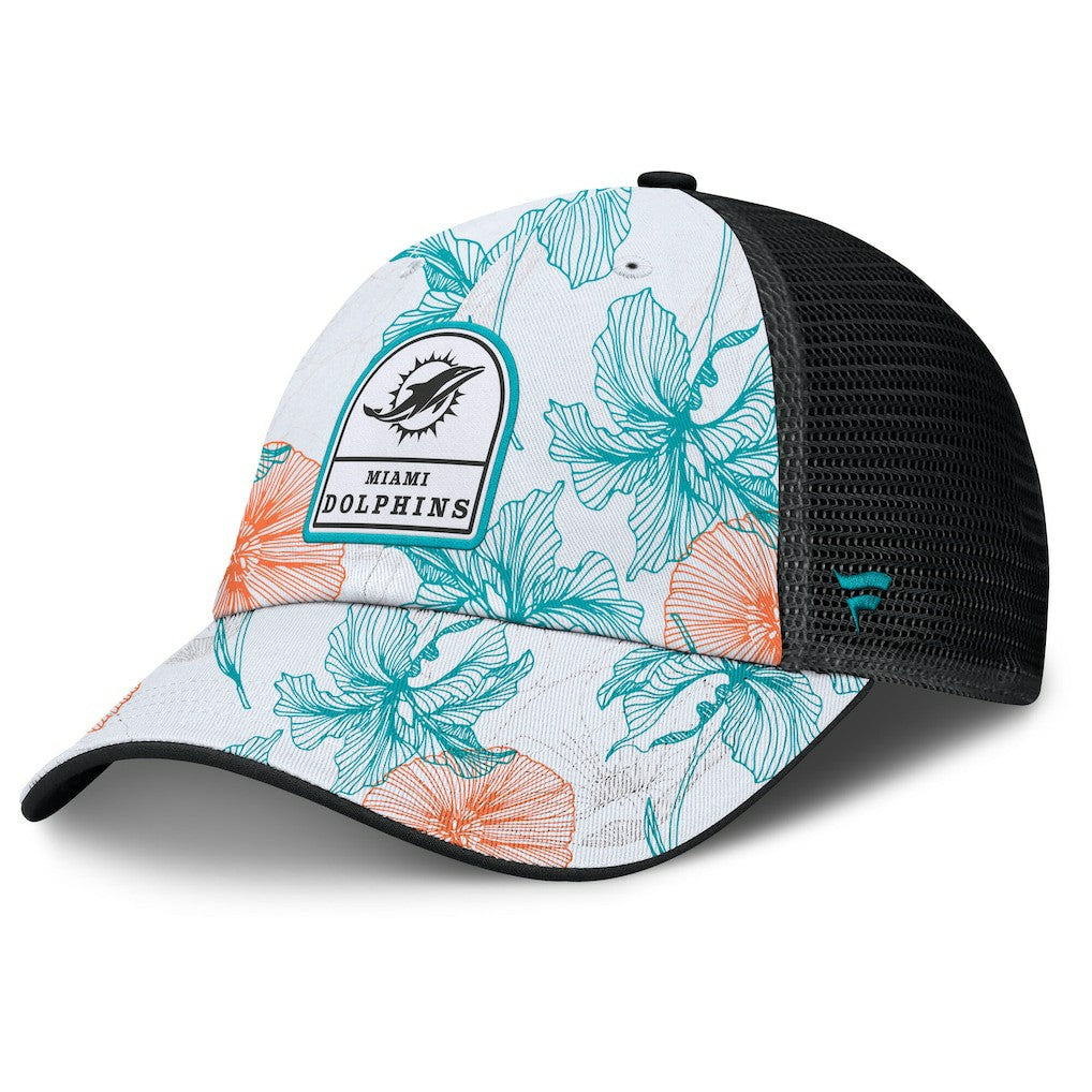 Fanatics Miami Dolphins Tropical Adjustable Trucker Hat White/Black