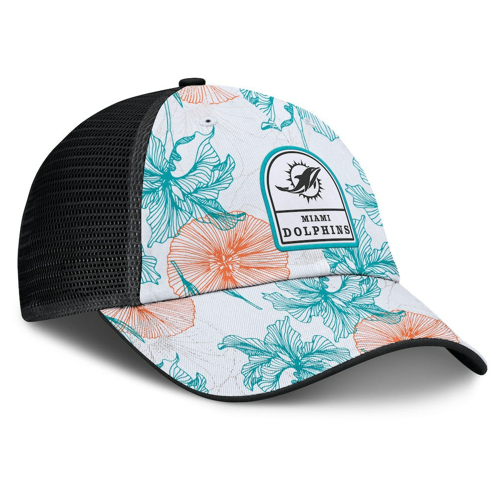 Fanatics Miami Dolphins Tropical Adjustable Trucker Hat White/Black