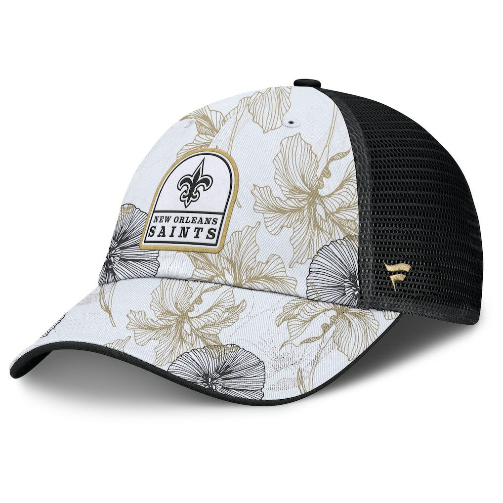 Fanatics New Orleans Saints Tropical Adjustable Trucker Hat White/Black
