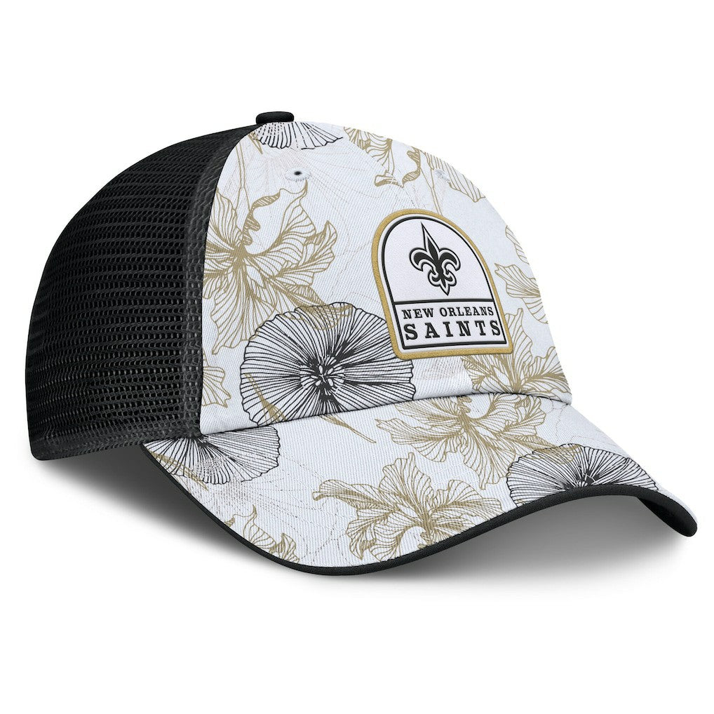 Fanatics New Orleans Saints Tropical Adjustable Trucker Hat White/Black