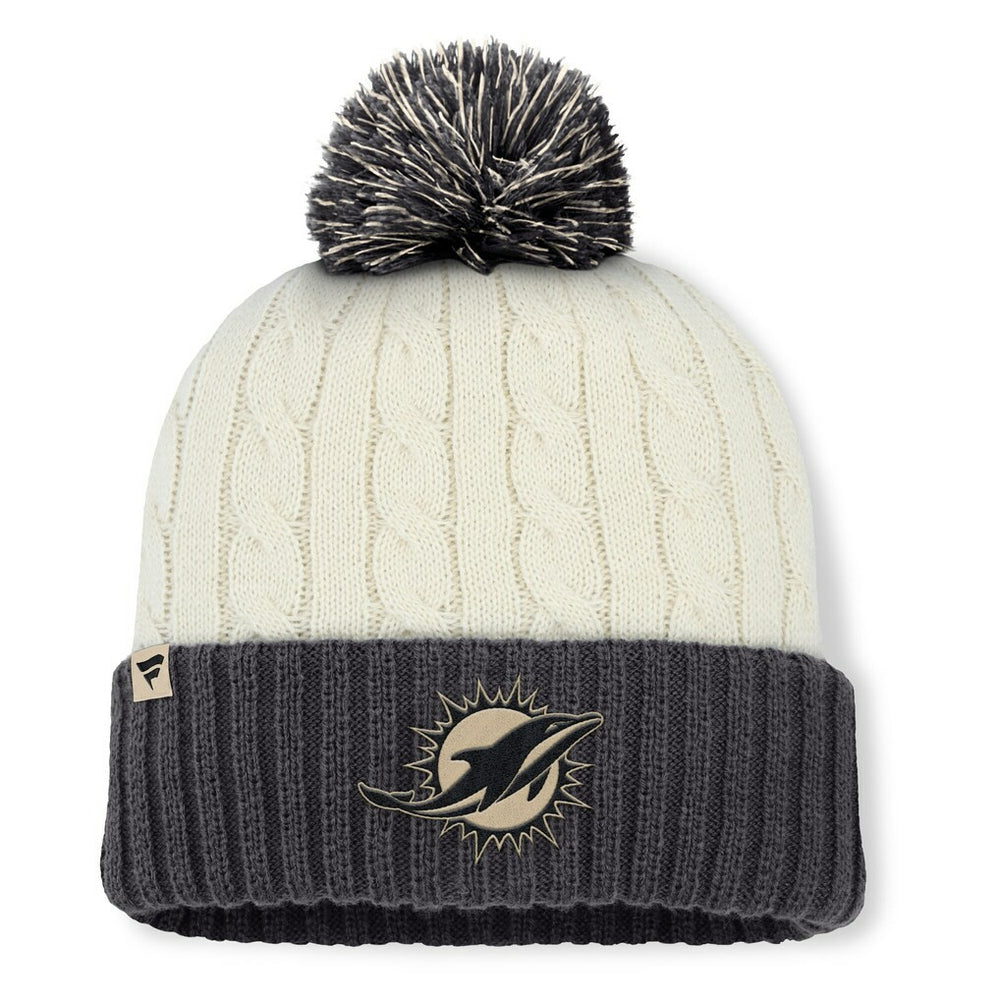 Fanatics Miami Dolphins Women's Coaxial Cuffed Knit Hat with Pom Cream